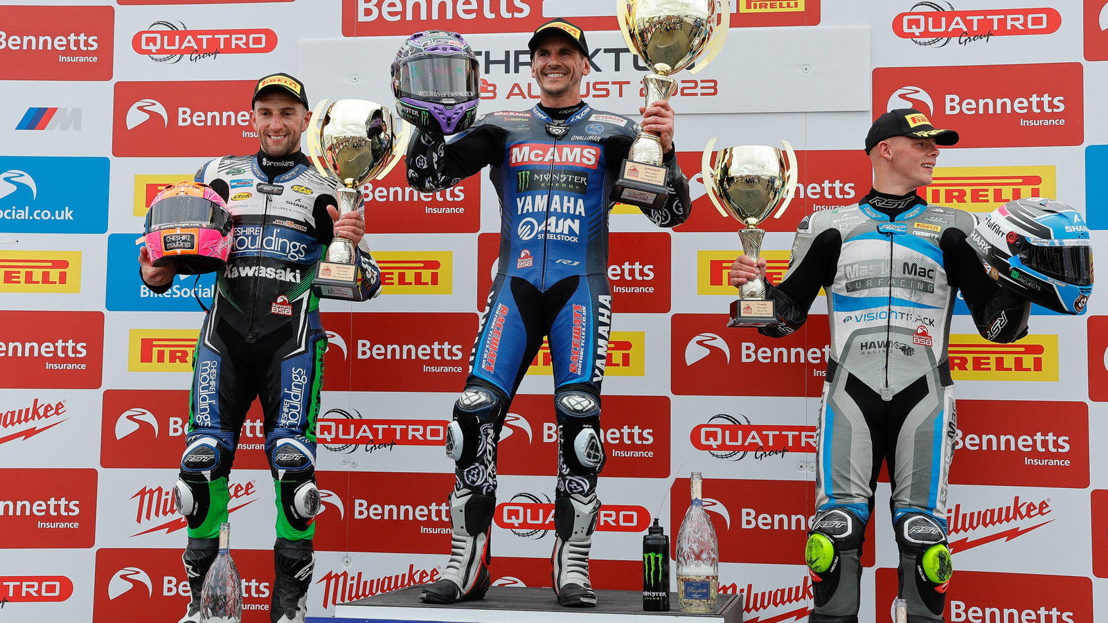Thruxton, 2023, O'halloran , Podium, Race three, BSB, British Superbikes, Jackson, Nesbittt